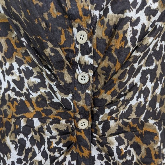 Veronica Beard Seki Leopard Printed Linen Dress - size 0 - Picture 9 of 15